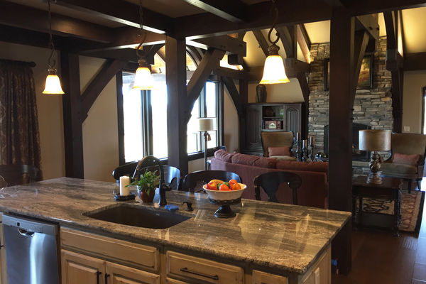 Black-Forest-Timber-Frame-Home-Colorado-Canadian-Timberframes-Kitchen-Great-Room