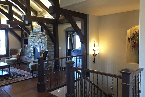 Black-Forest-Timber-Frame-Home-Colorado-Canadian-Timberframes-Staircase