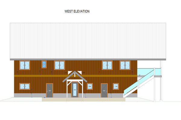 Pemberton-Timber-Frame-Barn-Canadian-Timberframes-Design-West-Elevation