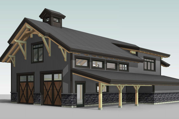 Golden-Creek-Barn-Design-British-Columbia-Canadian-Timberframes-Front-Right-Perspective