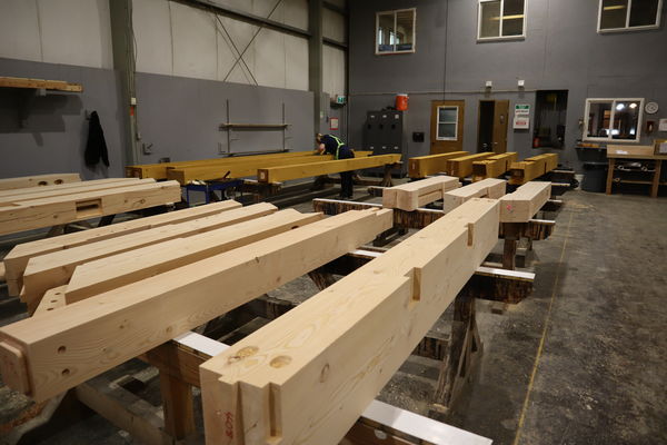Peachland-Timber-Frame-British-Columbia-Canadian-Timberframes-Production-Shop-Floor